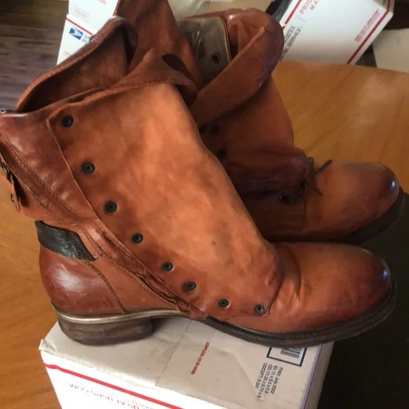 A.S.98 Emerson Italian Zipper Boho Biker Rust Distressed Boots EU41/US10.5 TTS - Picture 6 of 13